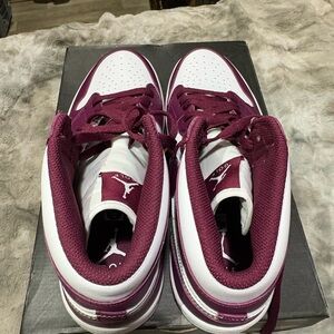 Air Jordan White and Burgundy High-Top Sneakers